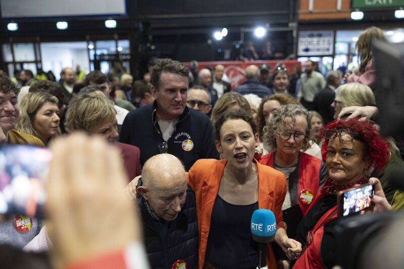 Labour's Marie Sherlock speaking to the media at the RDS after pipping criminal Gerry Hutch at the post to win the last seat in Dublin Central. Picture: Sam Boal/Collins