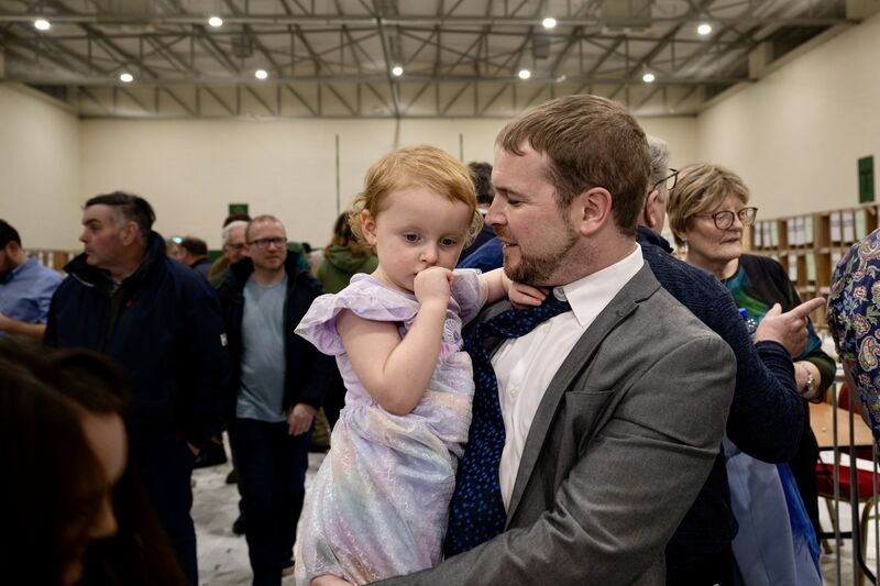Sinn Féin’s Donnchadh Ó’Laoghaire steals a moment with his daughter  at Nemo Rangers GAA Club, Cork. Picture: Chani Anderson