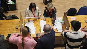 <p>Vote sorting at the Cavan/Monaghan count centre. Picture: Lorraine Teevan</p>
