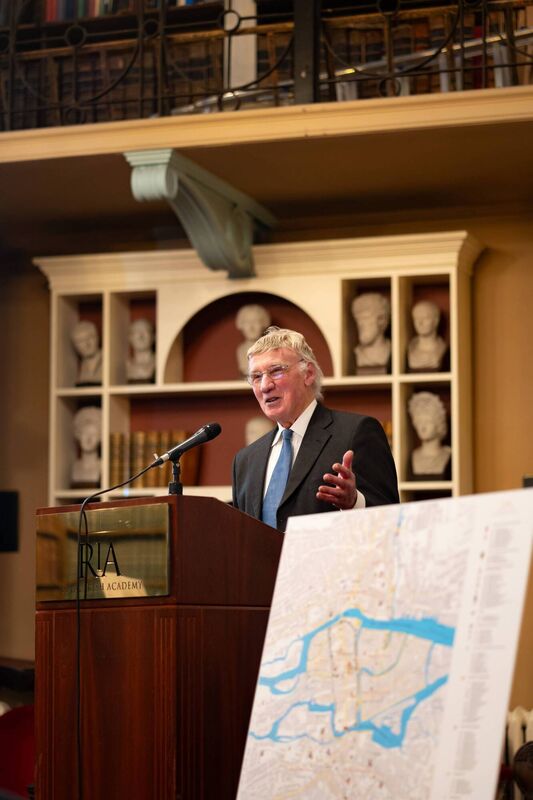 Howard Clarke, co-author of IHTA Cork/Corcaigh gives his highlights from the research at the launch in the Royal Irish Academy. Photo: Conor Mulhern