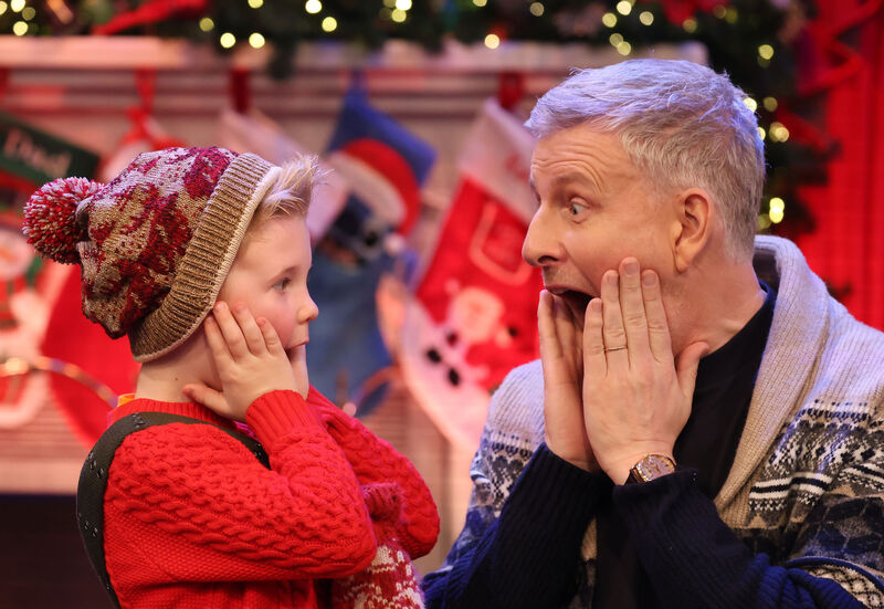 Late Late Show host, Patrick Kielty pictured with Louis Hanna (6) from Dublin. Picture Colin Keegan, Collins Dublin.