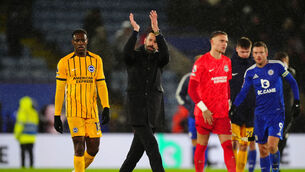 <p>GREAT START: Leicester City manager Ruud van Nistelrooy applauds the fans.</p>