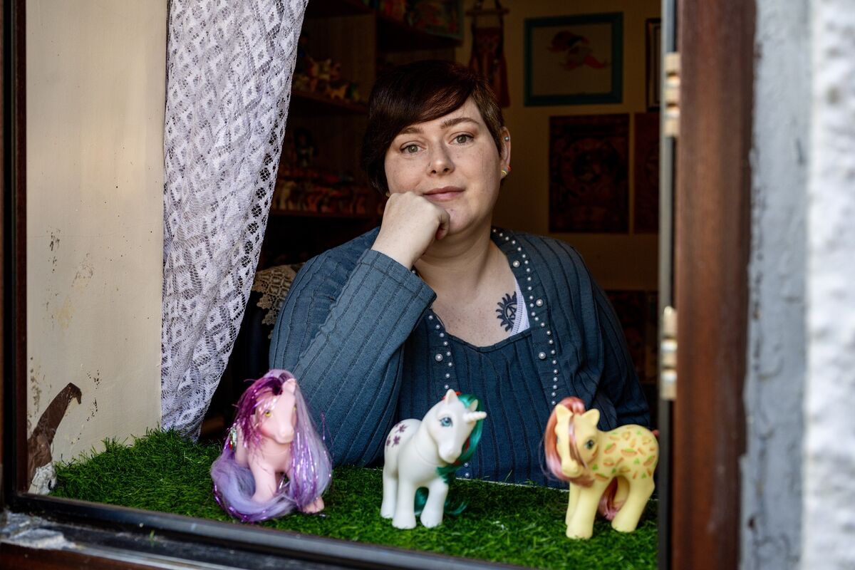  Joanna Carroll with some of the toy ponies she has rescued from the scrap heap. Picture: Chani Anderson