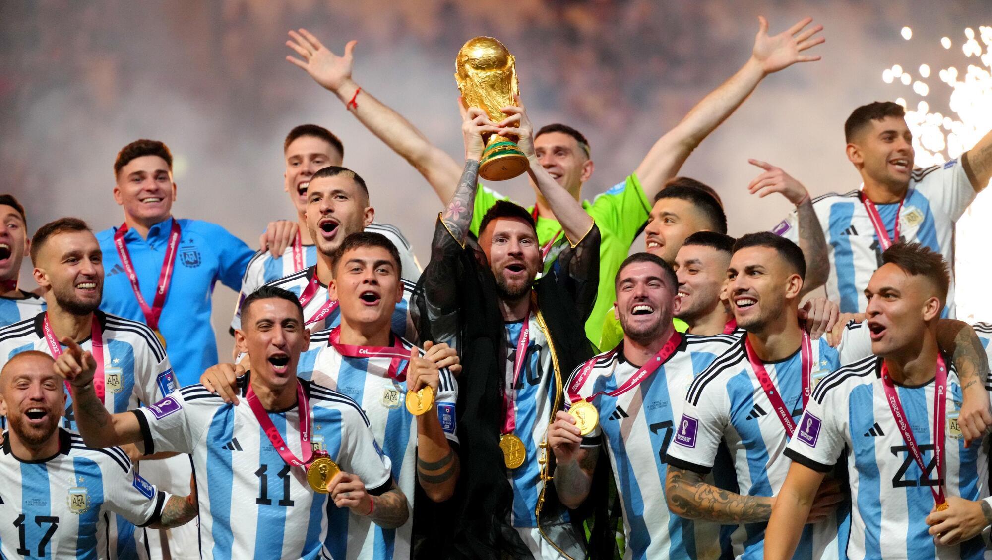 SAUDI ARABIA 2034: Argentina captain Lionel Messi lifts the FIFA World Cup trophy. Saudi Arabia is set to be officially awarded hosting rights for the 2034 men’s World Cup on Wednesday. Pic: Nick Potts/PA Wire