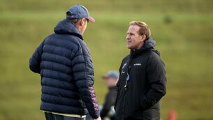 <p>IN THE HUNT: Attack Coach Mike Prendergast during Munster's training session on Tuesday. Pic: ©INPHO/Ben Brady.</p>