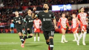 <p>Liverpool's Mohamed Salah celebrates after scoring the opening goal from a penalty during the UEFA Champions League match against Girona. Picture: Liam McBurney/PA Wire.</p>