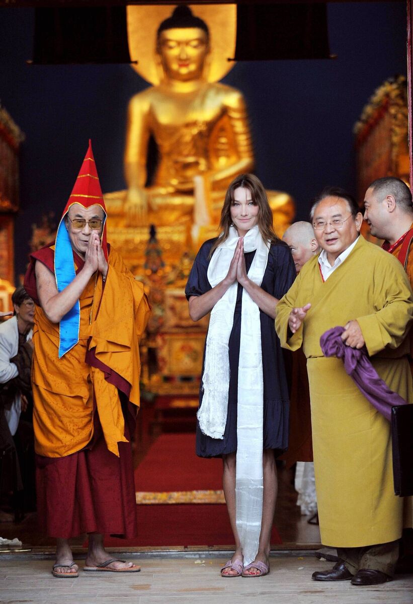 Tibetan spiritual leader Dalai Lama and France's former first lady Carla Bruni-Sarkozy with Sogyal Rinpoche, Dzogchen Beara's former spiritual leader. Picture: Pascal Guyot/AFP via Getty Images Tibetan spiritual leader Dalai Lama and France's former first lady Carla Bruni-Sarkozy with Sogyal Rinpoche, Dzogchen Beara's former spiritual leader. Picture: Pascal Guyot/AFP via Getty Images