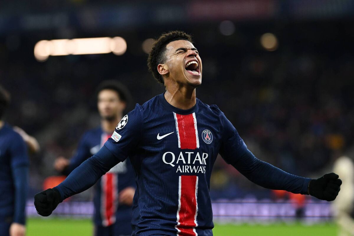 Désiré Doué celebrates after sealing PSG’s 3-0 win in Austria Désiré Doué celebrates after sealing PSG’s 3-0 win in Austria