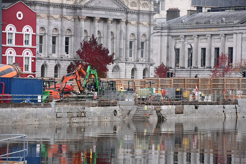 Flood defence works at Morrison's Island/South Mall Picture: Larry Cummins