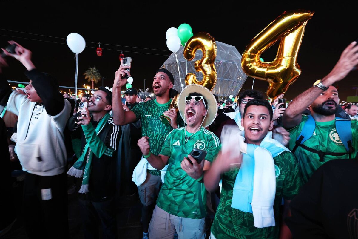 Fans celebrate as Saudi Arabia is announced as the host nation for the FIFA World Cup 2034 Fans celebrate as Saudi Arabia is announced as the host nation for the FIFA World Cup 2034