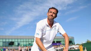 <p>THEM'S THE BREAKS: Ireland's Conor Niland rueful after losing to Adrian Mannarino at Wimbledon in 2011. Photo: BEN STANSALL/AFP via Getty Images</p>
