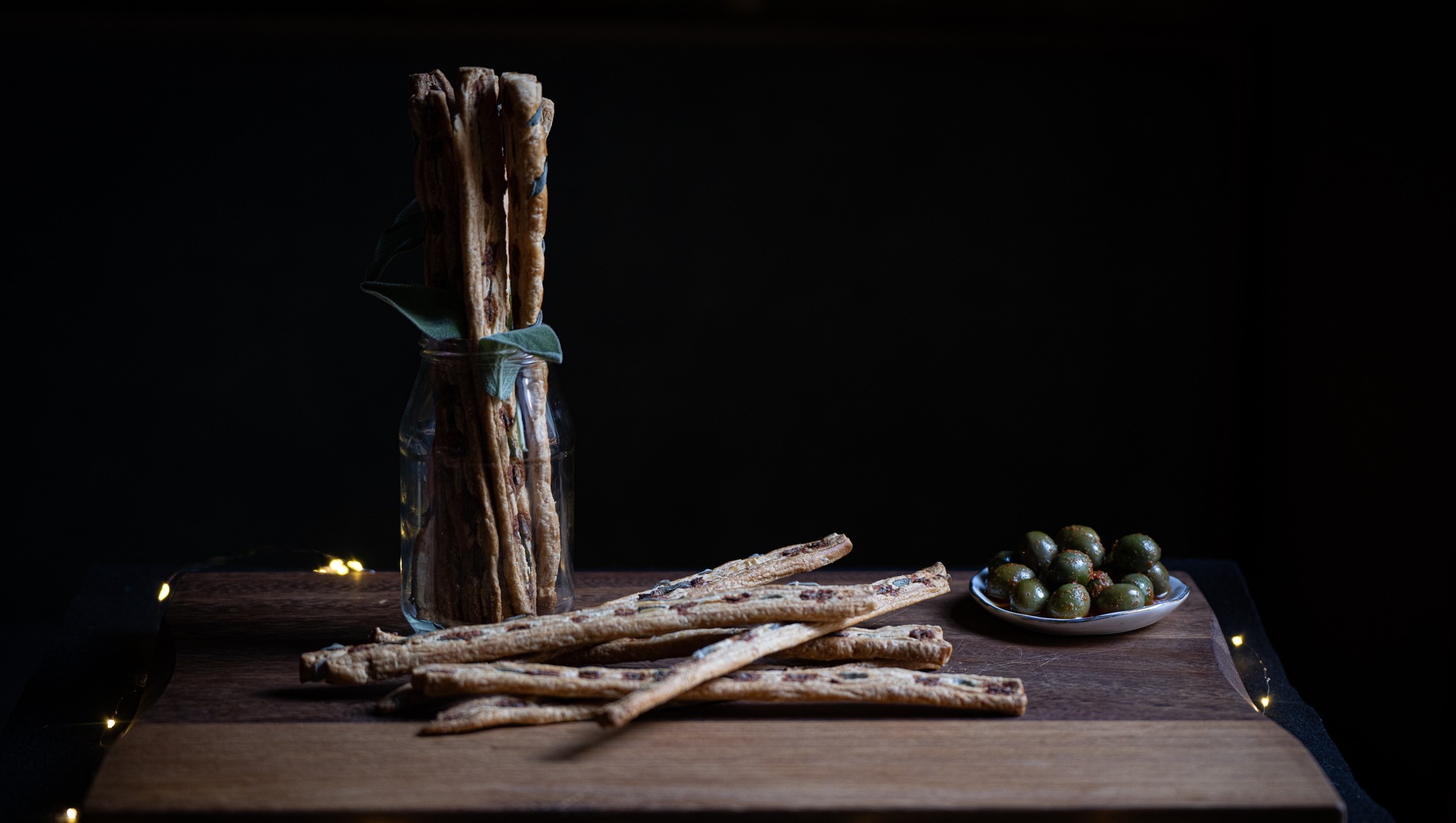 These sage and anchovy puff pastry straws are also fantastic served with a bowl of soup. Picture: Chani Anderson