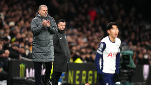 <p>Ange Postecoglou reacts on the touchline at Tottenham Hotspur Stadium. Picture: John Walton/PA</p>