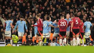 <p>Kyle Walker went down easily (Martin Rickett/PA)</p>