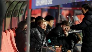 <p>Liverpool goalkeeper Caoimhin Kelleher on the substitutes bench. Pic: Liam McBurney/PA Wire.</p>