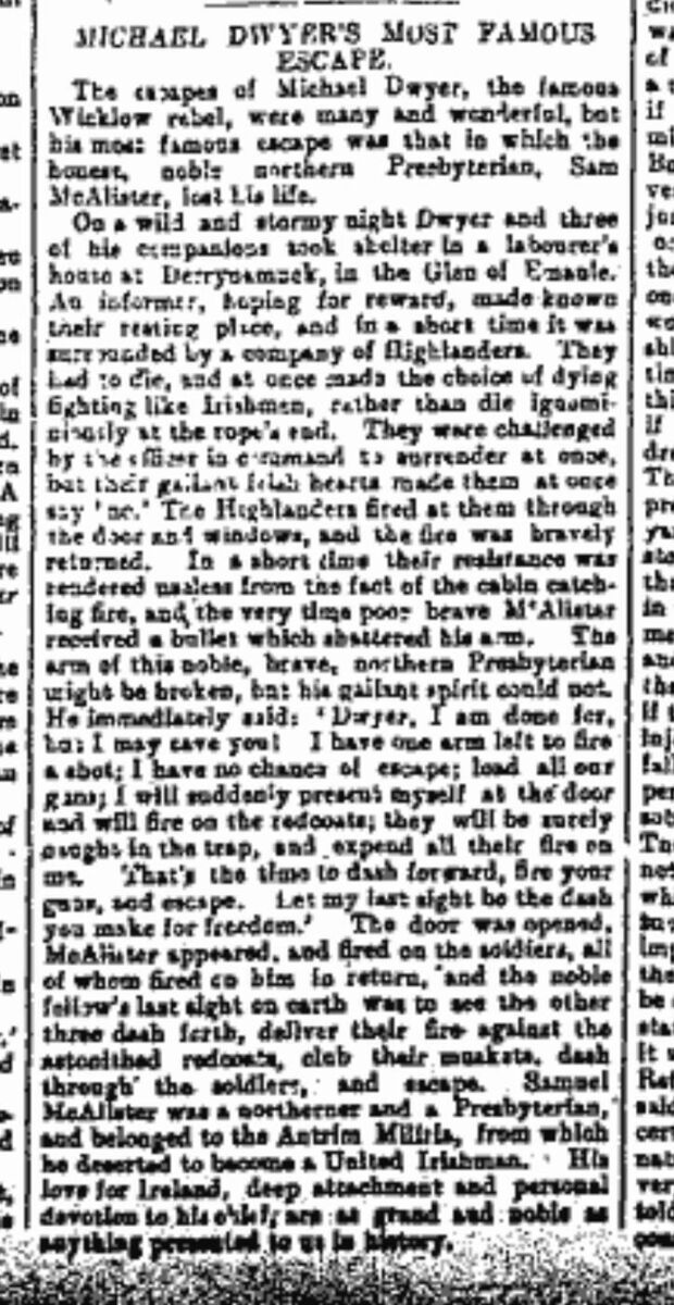 Michael Dwyer Cork Examiner, Saturday Morning, July 26, 1890 