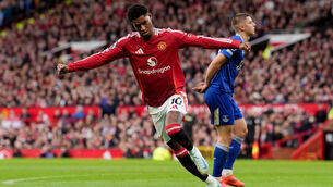 <p>Manchester United's Marcus Rashford celebrates scoring against Everton in the Premier League. Picture: Martin Rickett/PA Wire.</p>