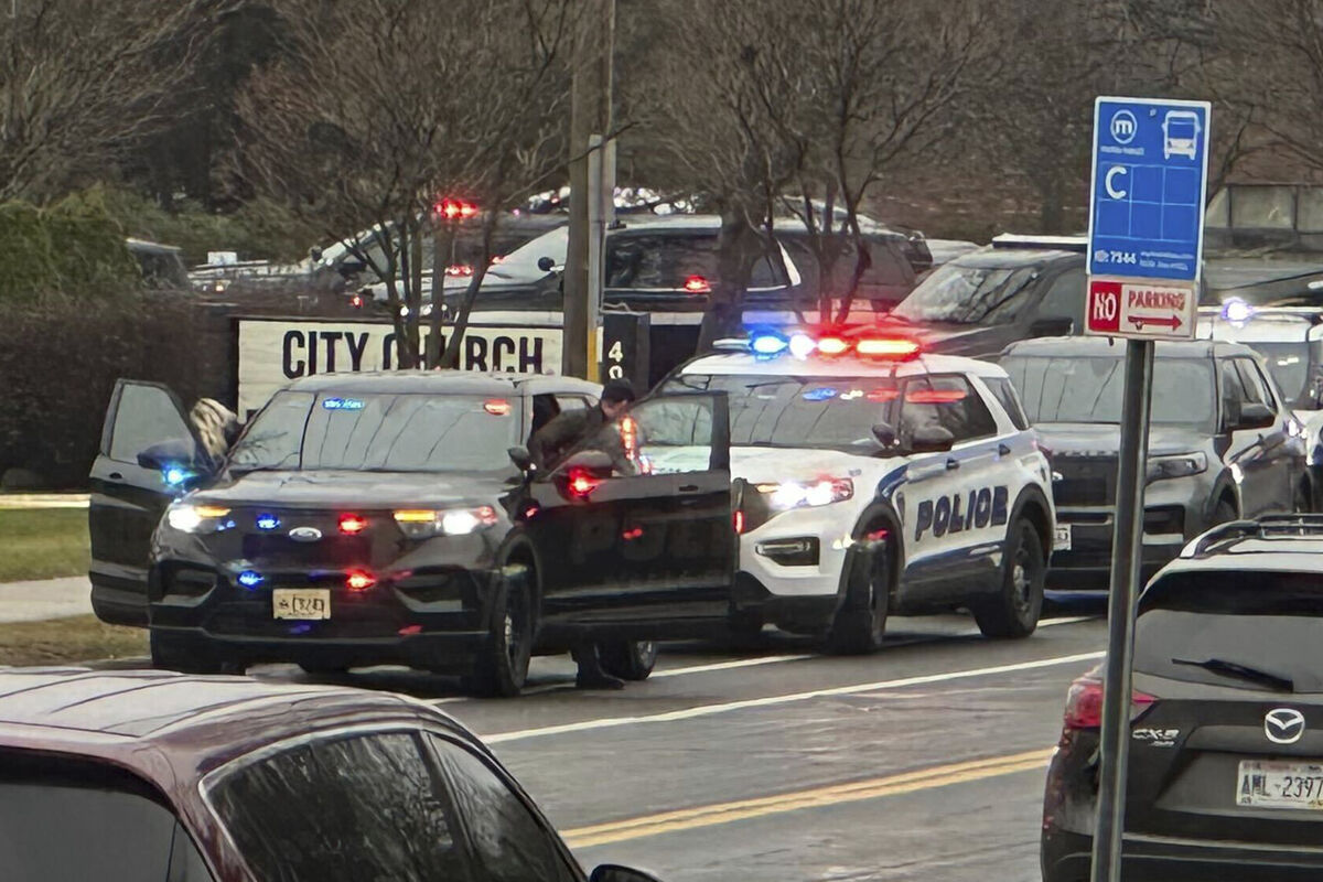 Emergency vehicles are parked outside the Abundant Life Christian School in Madison, Wis., where multiple injuries were reported following a shooting, Monday, Dec. 16, 2024. Picture: AP Photo/Scott Bauer