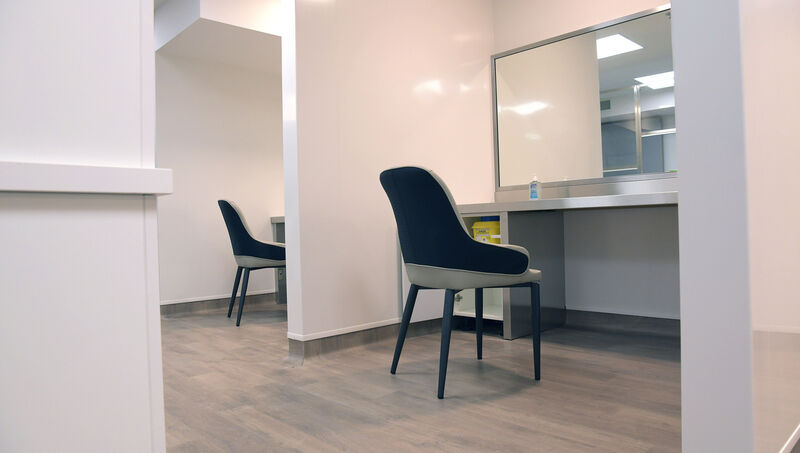 Two of the bays where users can inject their drugs — mainly heroin — in a safer environment under medical supervision of qualified nurses. Picture: Moya Nolan