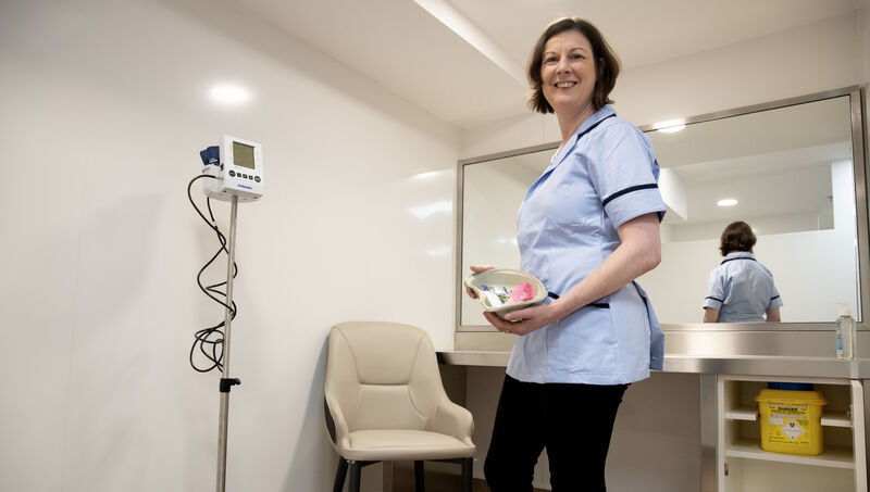 The deputy head of clinical services at  Merchants Quay Ireland, Orla Condren, shows off the equipment in the facility. Picture: Moya Nolan