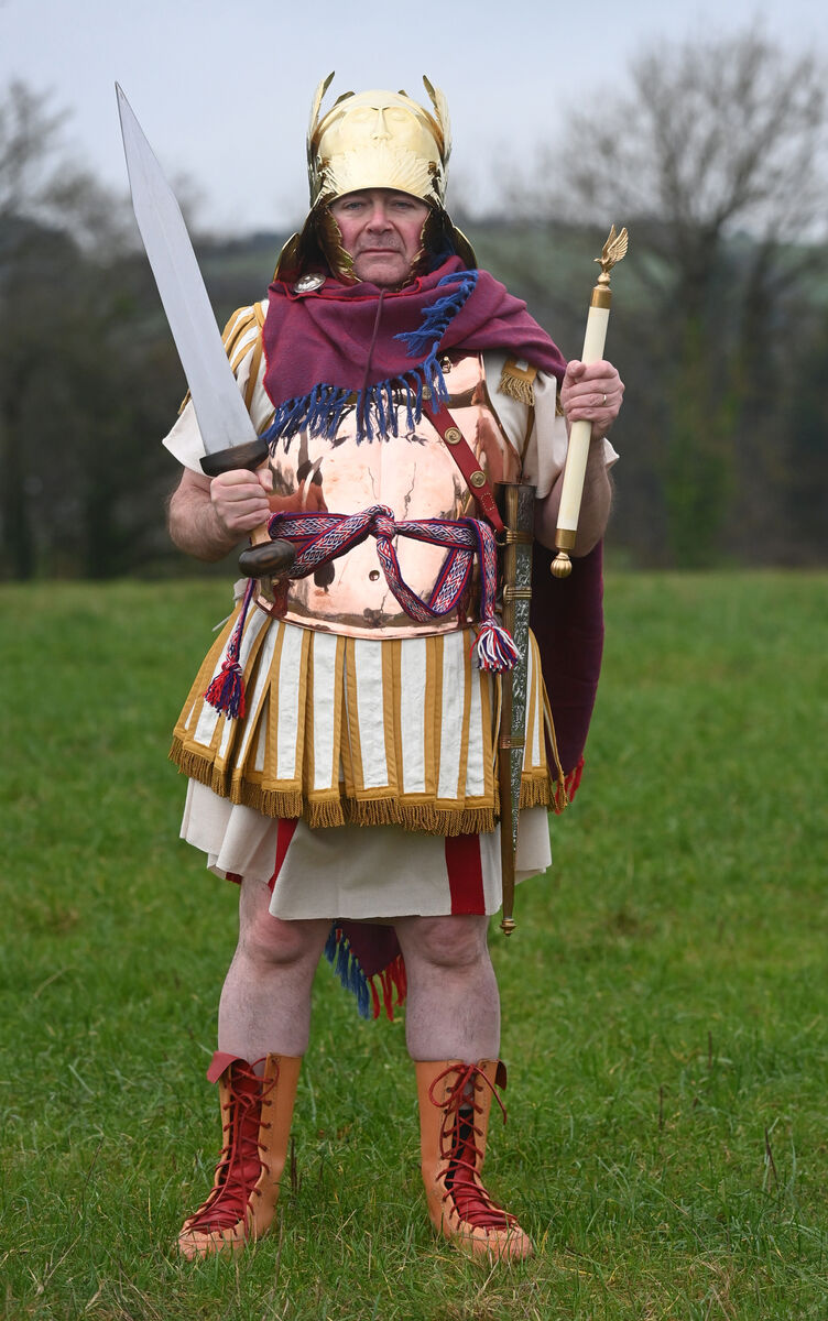  Martin McAree in the full attire of a Roman general at the Legion Ireland 'barracks' at Cork Showgrounds. Picture: Larry Cummins