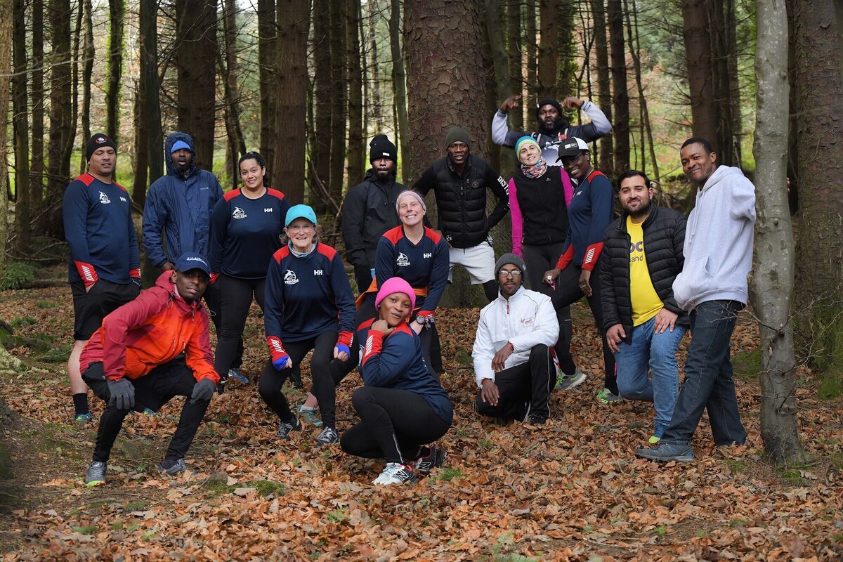 Farah Masoed, third from left, Chairperson and Alicia Walshe, centre, Treasurer in the Dublin Mountains with other founding members of the Trail Criu trail running group where they had their last run before Christmas. Photo: Moya Nolan Farah Masoed, third from left, Chairperson and Alicia Walshe, centre, Treasurer in the Dublin Mountains with other founding members of the Trail Criu trail running group where they had their last run before Christmas. Photo: Moya Nolan