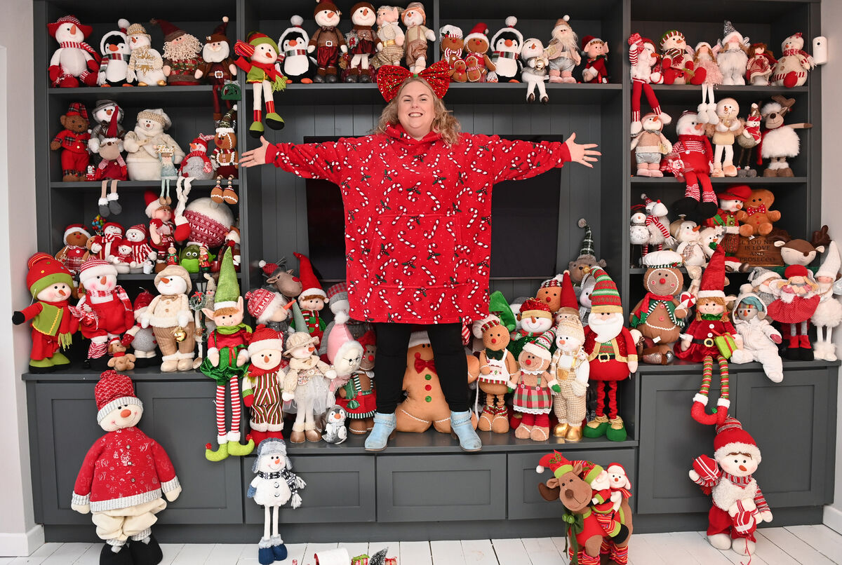 Cork comedian Laura O'Mahony at home with her large collection of Christmas stuffed toys/decorations. Pic: Larry Cummins Cork comedian Laura O'Mahony at home with her large collection of Christmas stuffed toys/decorations. Pic: Larry Cummins