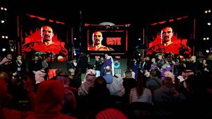 <p>LET'S GET READY... Oleksandr Usyk is interviewed on stage ahead of his IBF, IBO, WBA, WBC and WBO Undisputed World Heavyweight Title fight against Tyson Fury in Riyadh, Saudi Arabia. Pic: Richard Pelham/Getty Images</p>