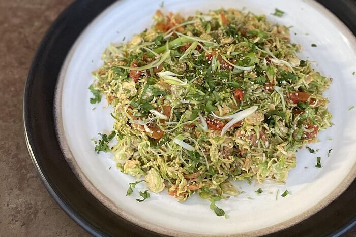 Brussels Sprout and Kimchi Salad with Asian Dressing