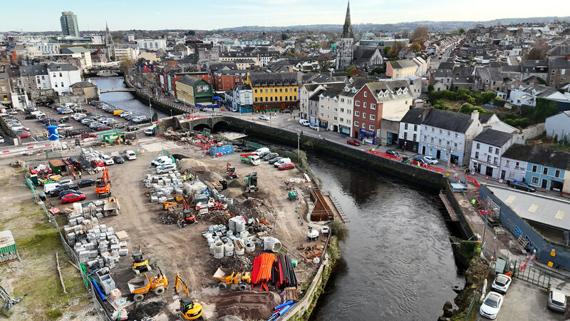 One of two bridges under construction on the south channel of the River Lee near the event centre Picture: Larry Cummins