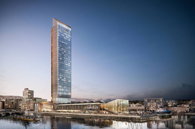 Tower Holdings has planning permission for a 34-storey hotel (see computer generated image above) on Custom House quays in Cork city, but four years into the planning permission, no work has taken place on site 