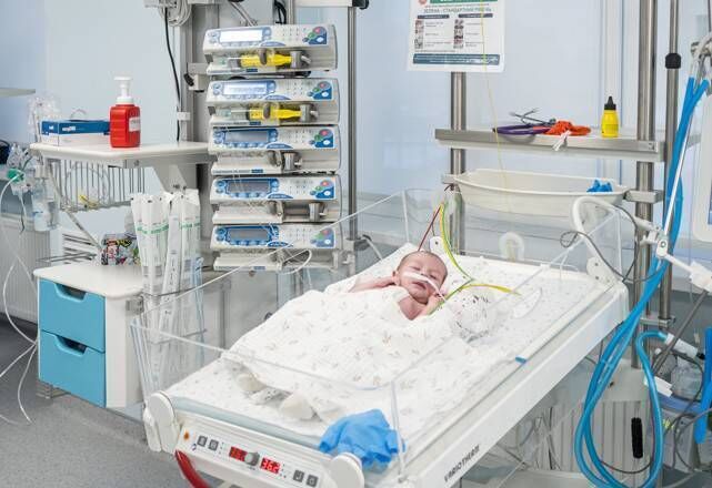 Baby Nestor in recovery in intensive care in Ukraine.