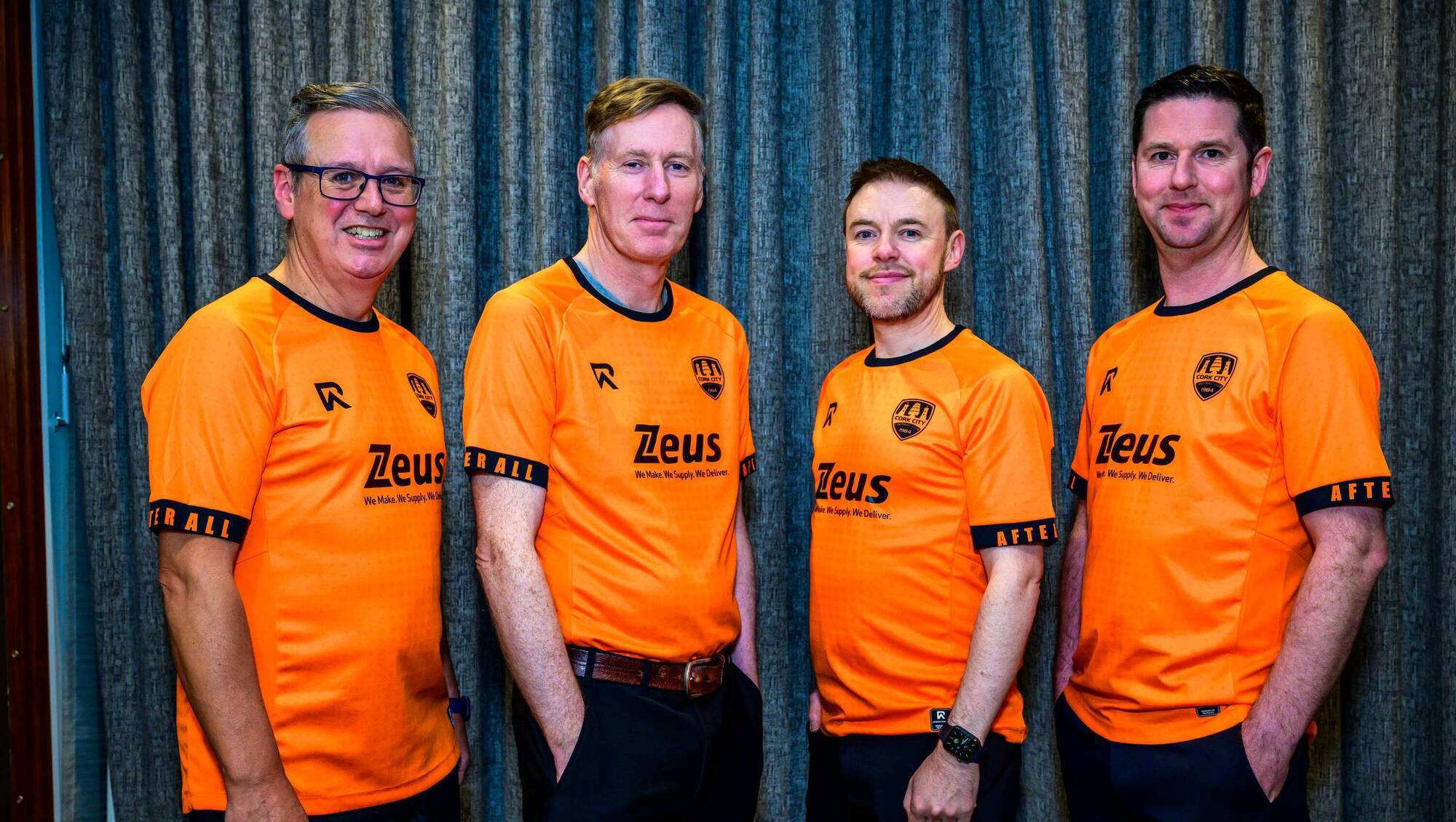 The Frank and Walters in the new CCFC 2025 away shirts, at the CCFC 40th anniversary night.
