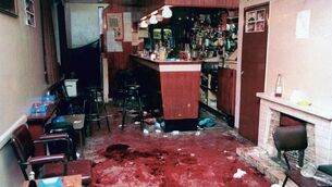 <p>The scene inside O’Tooles Pub, Loughinisland, Co Down, on June 19, 1994, following the shooting incident in which six Catholic men were shot dead as they watched Ireland’s opening World Cup Match against Italy.	<span class="contextmenu emphasis CaptionCredit">Picture: PA</span>
            </p>