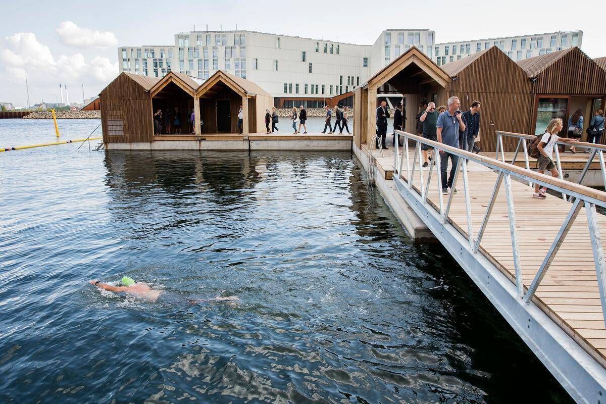 A place people are happy to hang around, even on a chilly winter’s day: shopping, cycling, walking their dogs, jogging, even cold-water swimming at the public beach.