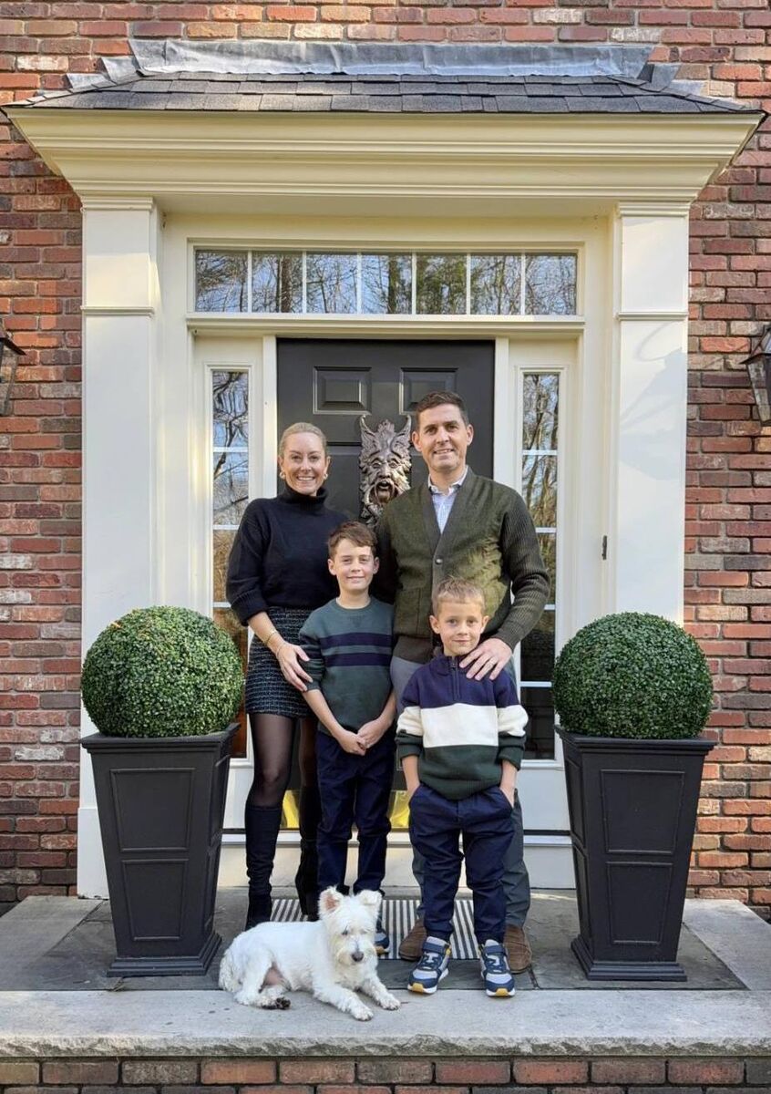 Phoebe Edmondson, Nick Corcoran, William Corcoran, Archie Corcoran and Berry, the family's Irish Westie from Wexford