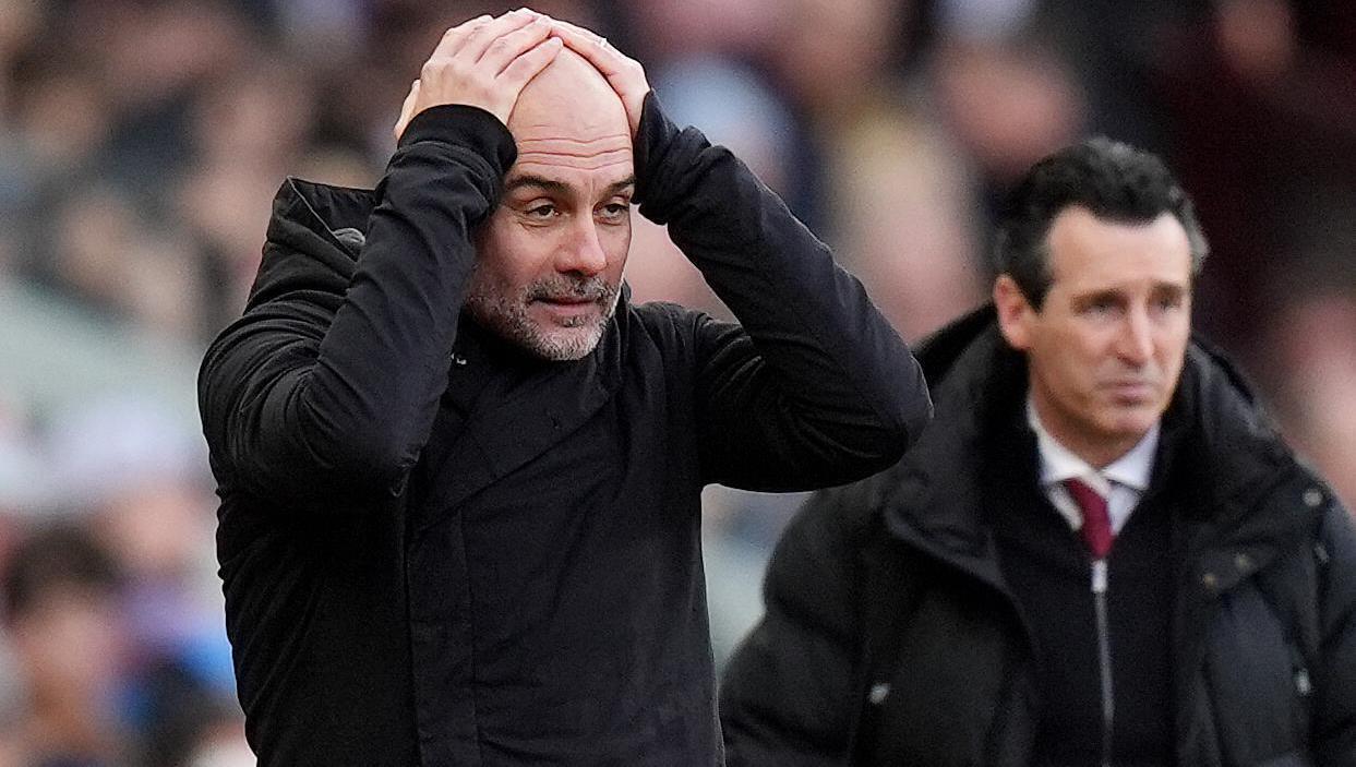 ANOTHER DEFEAT: Manchester City manager Pep Guardiola (left) reacts on the touchline. Pic: Jacob King/PA Wire.