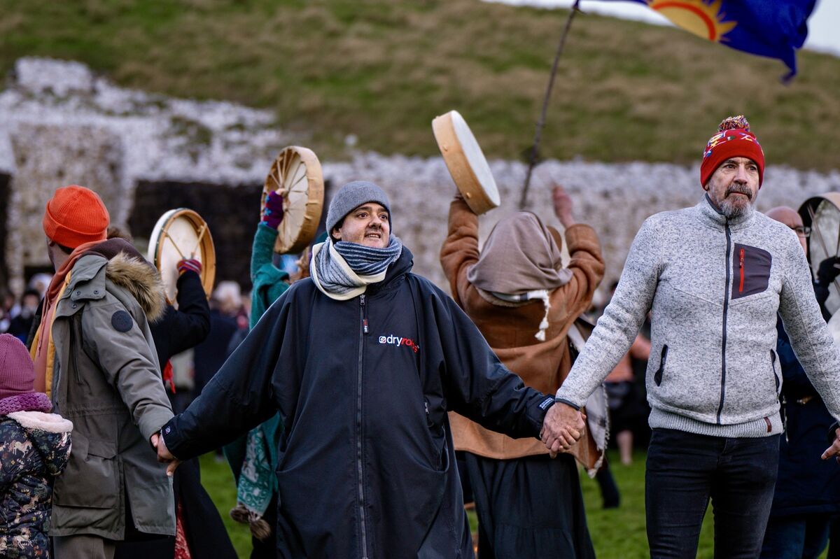 For the nearly 2,500 other people who joined hands around a heartbeat of drummers at the UNESCO heritage site on Saturday, the collective experience was one of euphoria, friendship and renewal as winter’s darkness dissolved into light. Picture: Chani Anderson