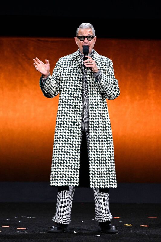 Jeff Goldblum speaks onstage during the Universal Pictures and Focus Features Special Presentation in Las Vegas, Nevada. Picture: Jerod Harris/Getty Images for CinemaCon Jeff Goldblum speaks onstage during the Universal Pictures and Focus Features Special Presentation in Las Vegas, Nevada. Picture: Jerod Harris/Getty Images for CinemaCon