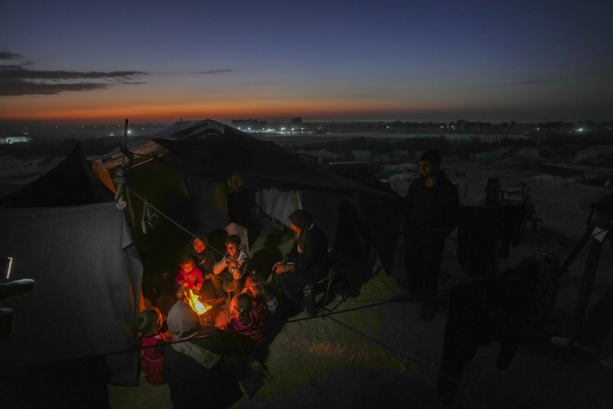 Displaced Palestinians enduring winter with little protection from cold