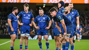 <p>Alex Soroka of Leinster and teammates during the URC victory against Connacht at the Aviva Stadium. Picture: Brendan Moran/Sportsfile</p>