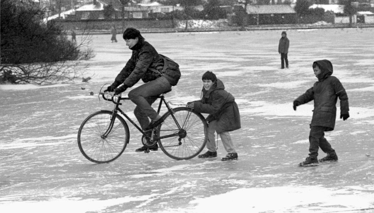 A frozen over Lough in Cork in January 1987 A frozen over Lough in Cork in January 1987