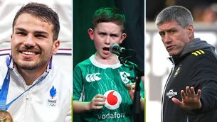<p>BREAKDOWN AWARDS: Antoine Dupont, Stevie Mulrooney and Ronan O'Gara.</p>