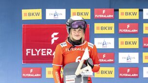 <p>Sophie Hediger takes 2nd place during the FIS Snowboard Cross World Cup Men's and Women's Snowboard Cross. Picture: Millo Moravski/Agence Zoom/Getty Images</p>