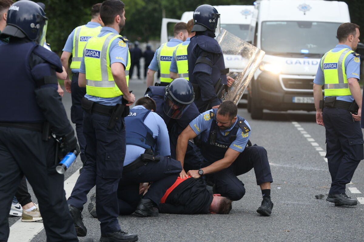 Gardaí at the disturbances outside the former Crown Paints factory in Coolock Dublin. File picture: Colin Keegan/Collins Photos