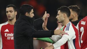<p>COUNTING ON YOU: Arsenal's manager Mikel Arteta, front left, and Arsenal's Gabriel Martinelli celebrate at the end of the Champions League opening phase soccer match between Arsenal and Shakhtar Donetsk, at the Emirates Stadium in London, Tuesday, Oct. 22, 2024. Pic: AP Photo/Ian Walton</p>
