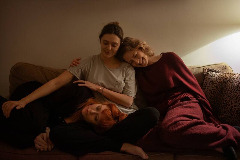 His Three Daughters. (L-R) Natasha Lyonne as Rachel, Elizabeth Olsen as Christina and Carrie Coon as Katie. His Three Daughters. (L-R) Natasha Lyonne as Rachel, Elizabeth Olsen as Christina and Carrie Coon as Katie.