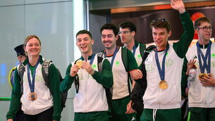 <p>PROTECT AT ALL COSTS: Team Ireland members, from left, Mona McSharry, Rhys McClenaghan, Daire Lynch and Fintan McCarthy are welcomed home by supporters upon their arrival at Dublin Airport. Picture: Ramsey Cardy/Sportsfile</p>