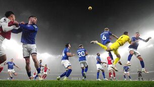 <p>ALL HANDS...: Ipswich's Kalvin Phillips, keeper Arijanet Muric and Luke Woolfenden contest the corner as their colleagues bid to keep Arsenal's corner boys at bay at the Emirates Stadium. Pic: Justin Setterfield/Getty Images</p>