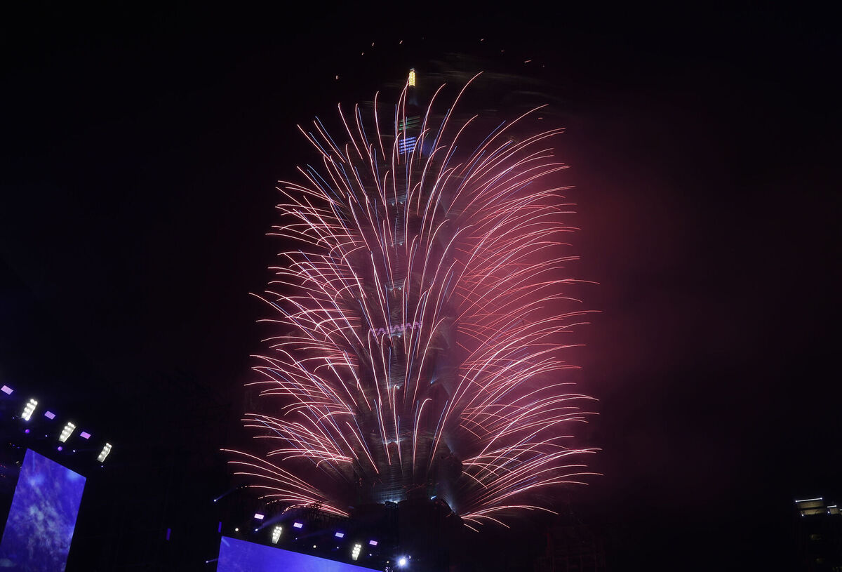 Fireworks explode from the Taipei 101 building during the New Year's celebrations in Taipei, Taiwan, Wednesday, Jan. 1, 2025. Picture: AP Photo/Chiang Ying-ying